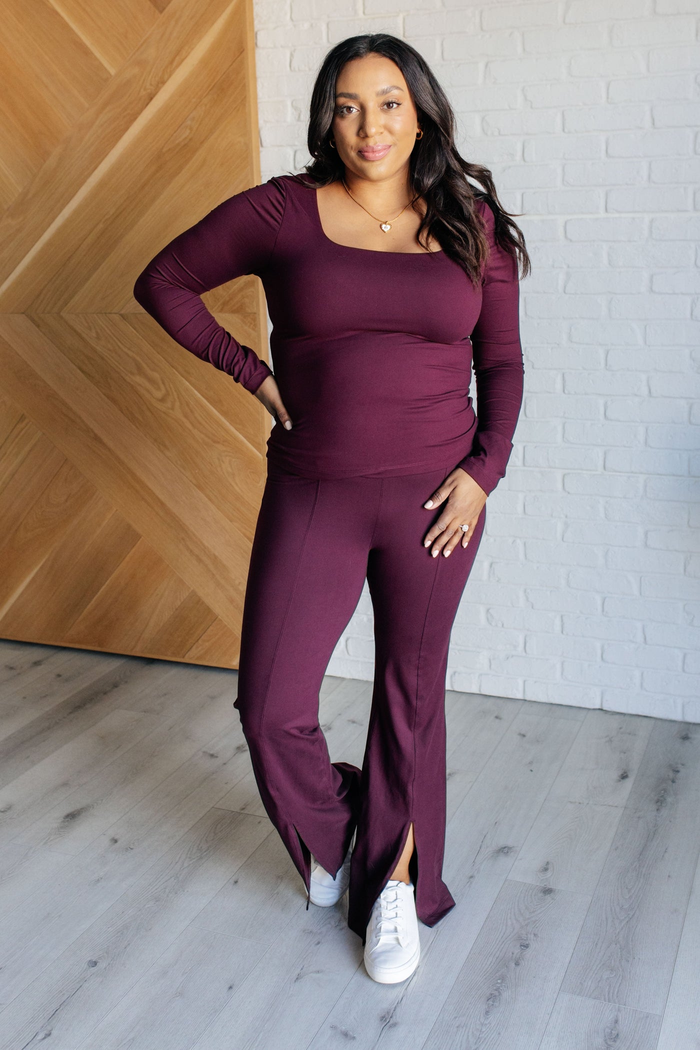 Stamina Stride Flare Leggings in Cassis-Athleisure-Ave Shops-Market Street Nest, Fashionable Clothing, Shoes and Home Décor Located in Mabank, TX