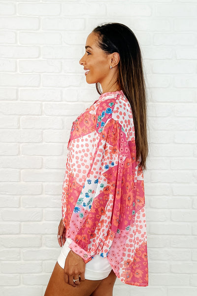 No Hesitation Mixed Print Blouse-Womens-Ave Shops-Market Street Nest, Fashionable Clothing, Shoes and Home Décor Located in Mabank, TX