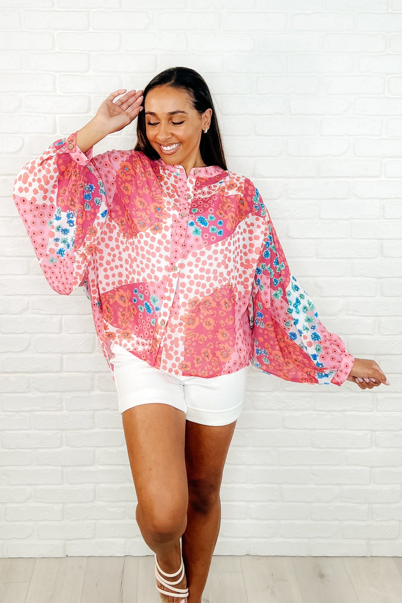 No Hesitation Mixed Print Blouse-Womens-Ave Shops-Market Street Nest, Fashionable Clothing, Shoes and Home Décor Located in Mabank, TX
