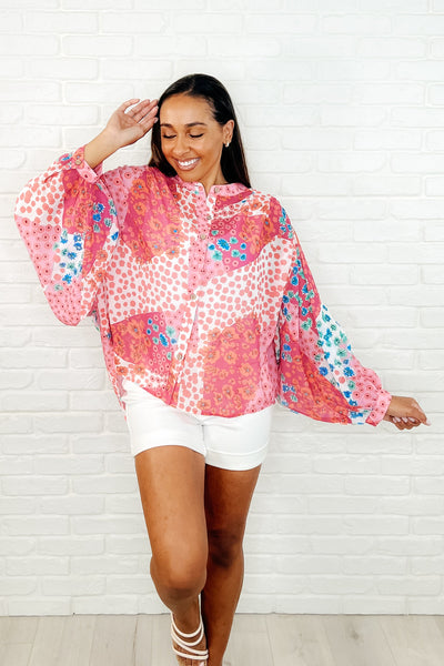 No Hesitation Mixed Print Blouse-Womens-Ave Shops-Market Street Nest, Fashionable Clothing, Shoes and Home Décor Located in Mabank, TX