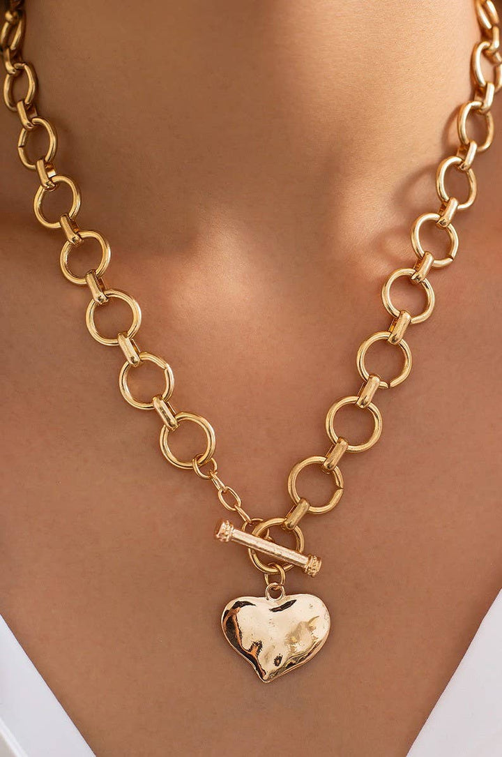 NOTABLE HAMMERED HEART FRONT TOGGLE NECKLACE | 40NK9476-JOSSLYN by wall to wall-Market Street Nest, Fashionable Clothing, Shoes and Home Décor Located in Mabank, TX