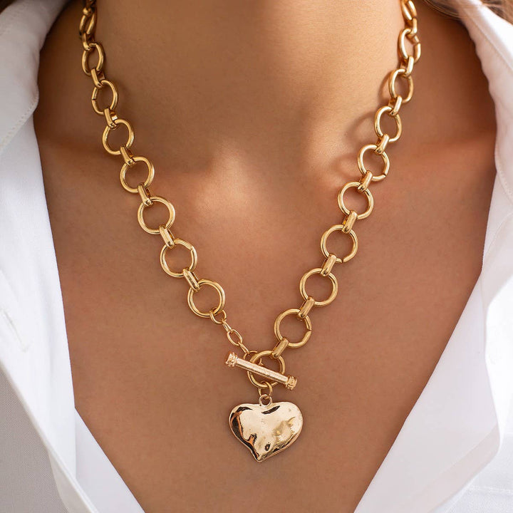 NOTABLE HAMMERED HEART FRONT TOGGLE NECKLACE | 40NK9476-JOSSLYN by wall to wall-Market Street Nest, Fashionable Clothing, Shoes and Home Décor Located in Mabank, TX
