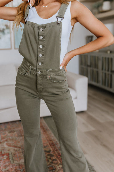 Olivia Control Top Release Hem Overalls in Olive-Denim-Ave Shops-Market Street Nest, Fashionable Clothing, Shoes and Home Décor Located in Mabank, TX