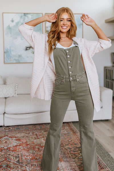 Olivia Control Top Release Hem Overalls in Olive-Denim-Ave Shops-Market Street Nest, Fashionable Clothing, Shoes and Home Décor Located in Mabank, TX