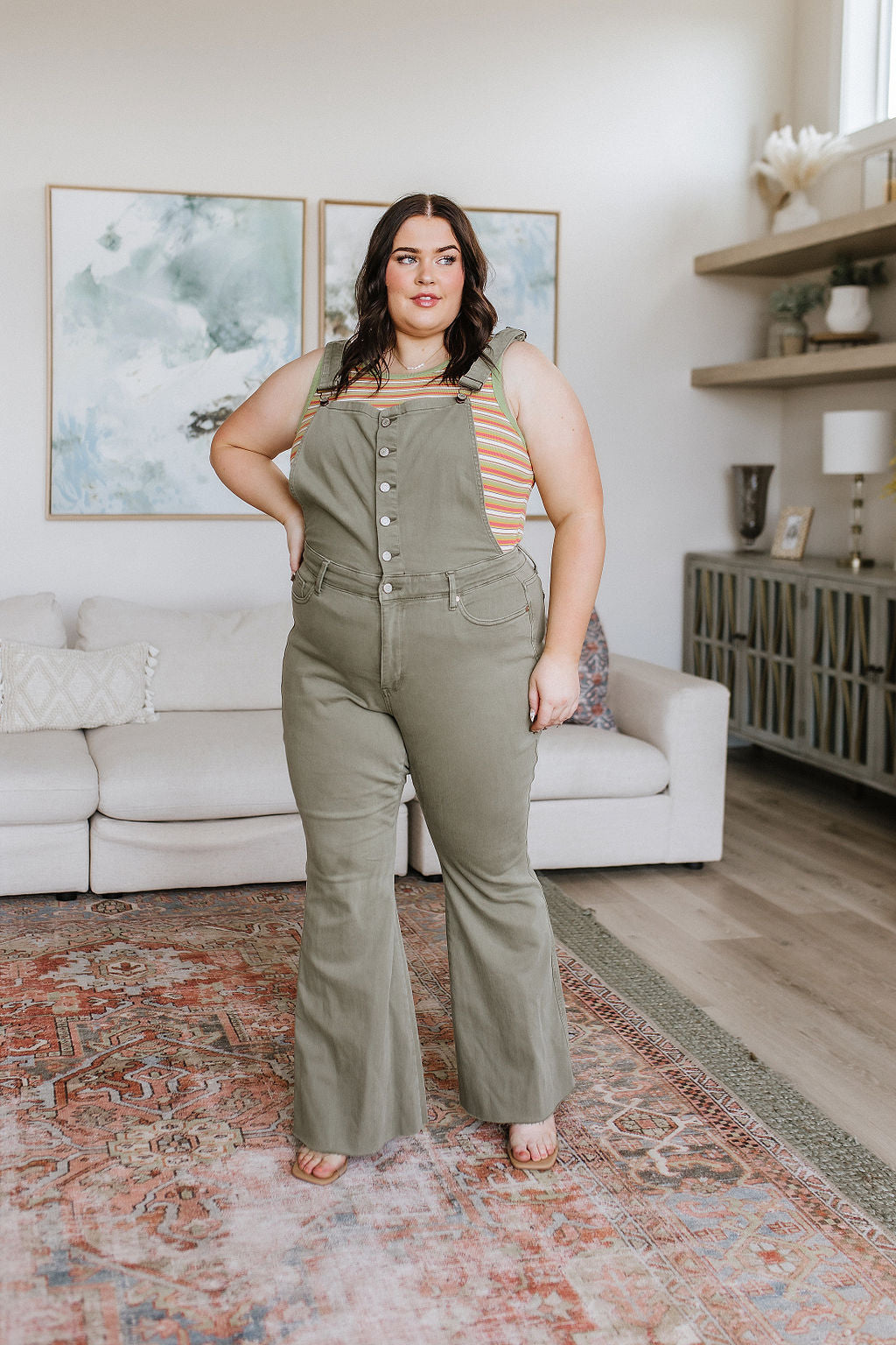 Olivia Control Top Release Hem Overalls in Olive-Denim-Ave Shops-Market Street Nest, Fashionable Clothing, Shoes and Home Décor Located in Mabank, TX