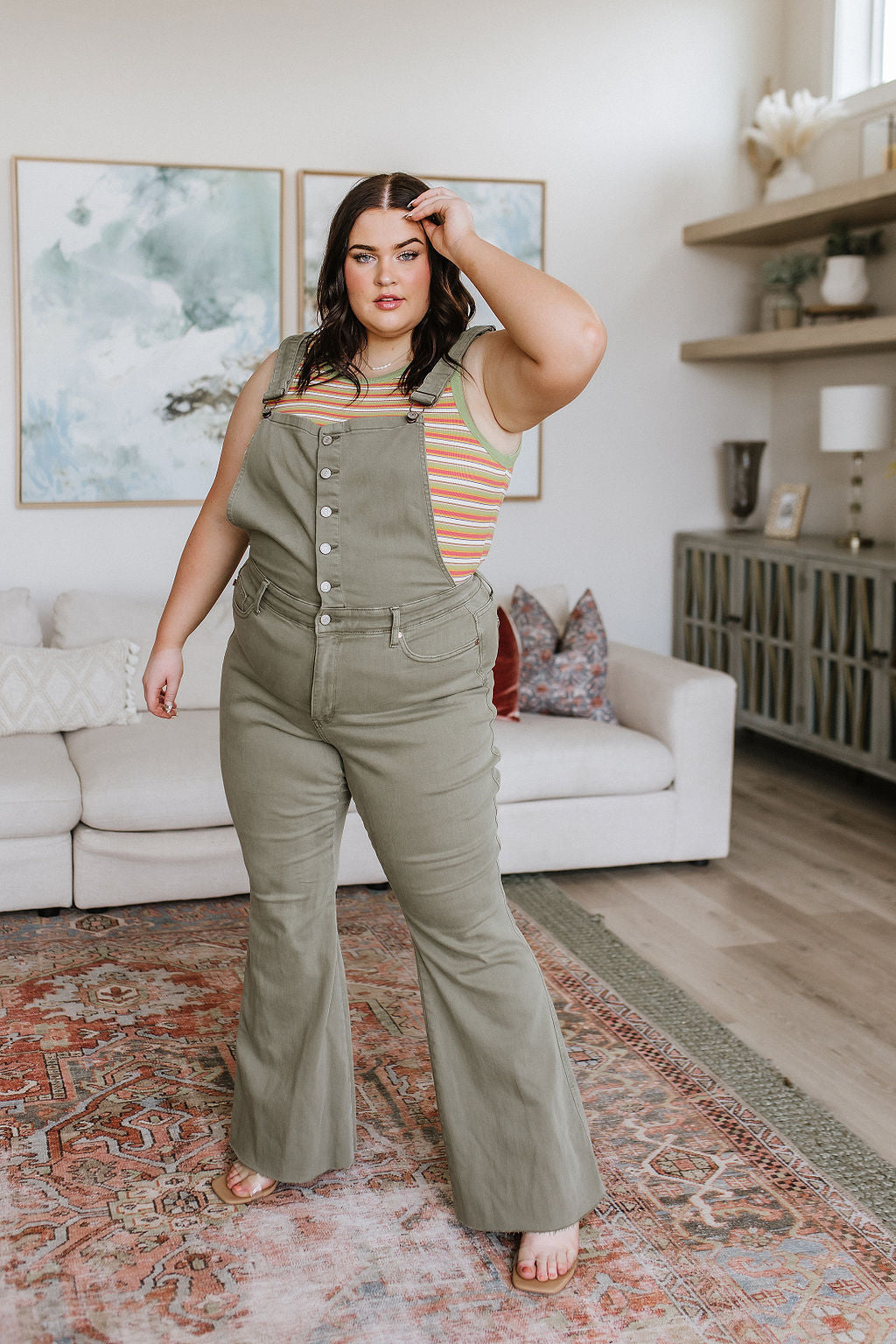 Olivia Control Top Release Hem Overalls in Olive-Denim-Ave Shops-Market Street Nest, Fashionable Clothing, Shoes and Home Décor Located in Mabank, TX