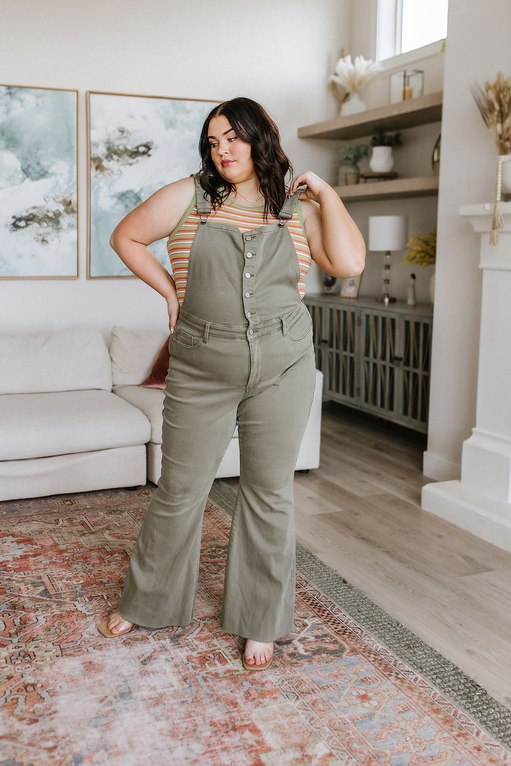 Olivia Control Top Release Hem Overalls in Olive-Denim-Ave Shops-Market Street Nest, Fashionable Clothing, Shoes and Home Décor Located in Mabank, TX