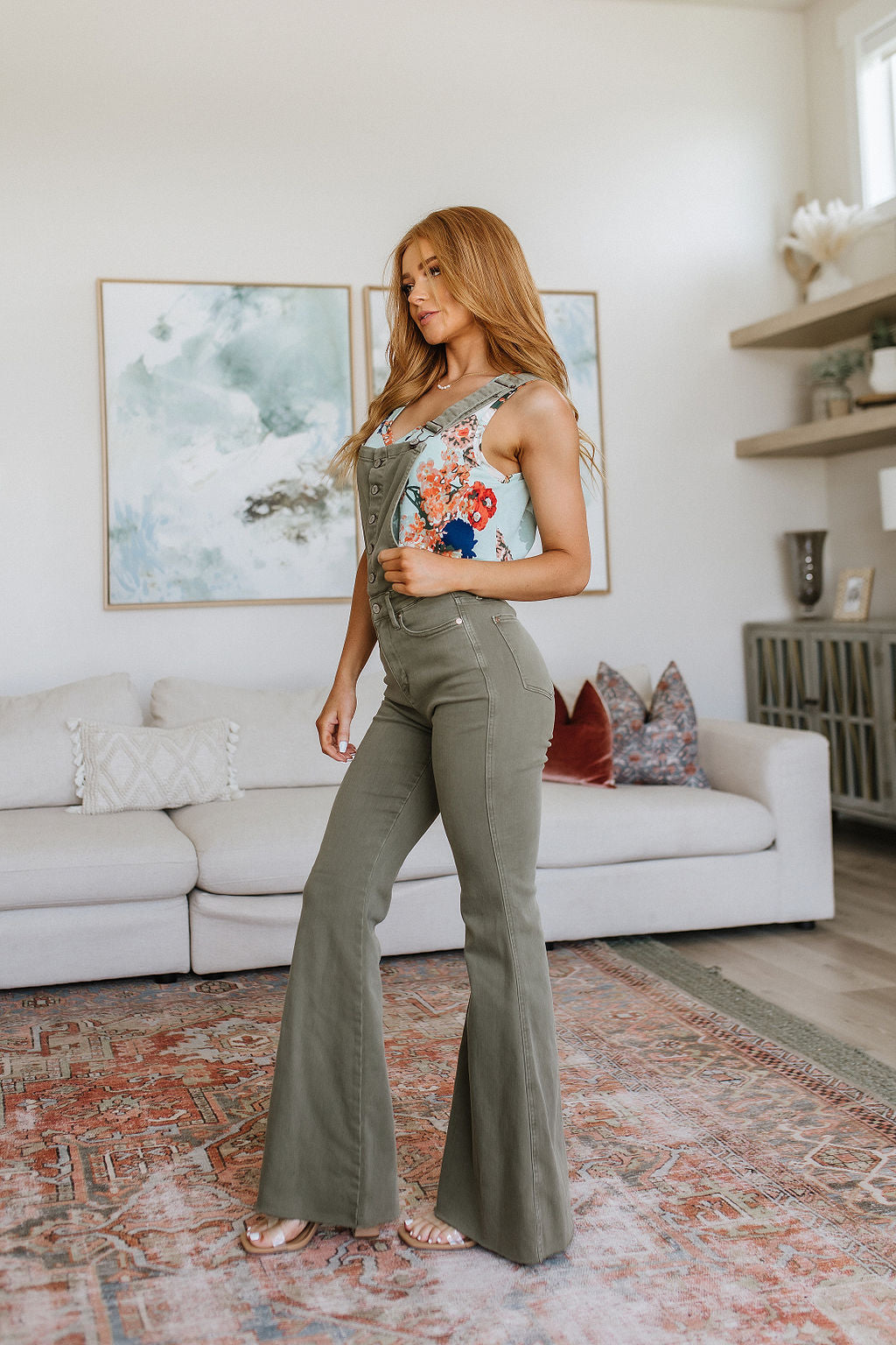 Olivia Control Top Release Hem Overalls in Olive-Denim-Ave Shops-Market Street Nest, Fashionable Clothing, Shoes and Home Décor Located in Mabank, TX