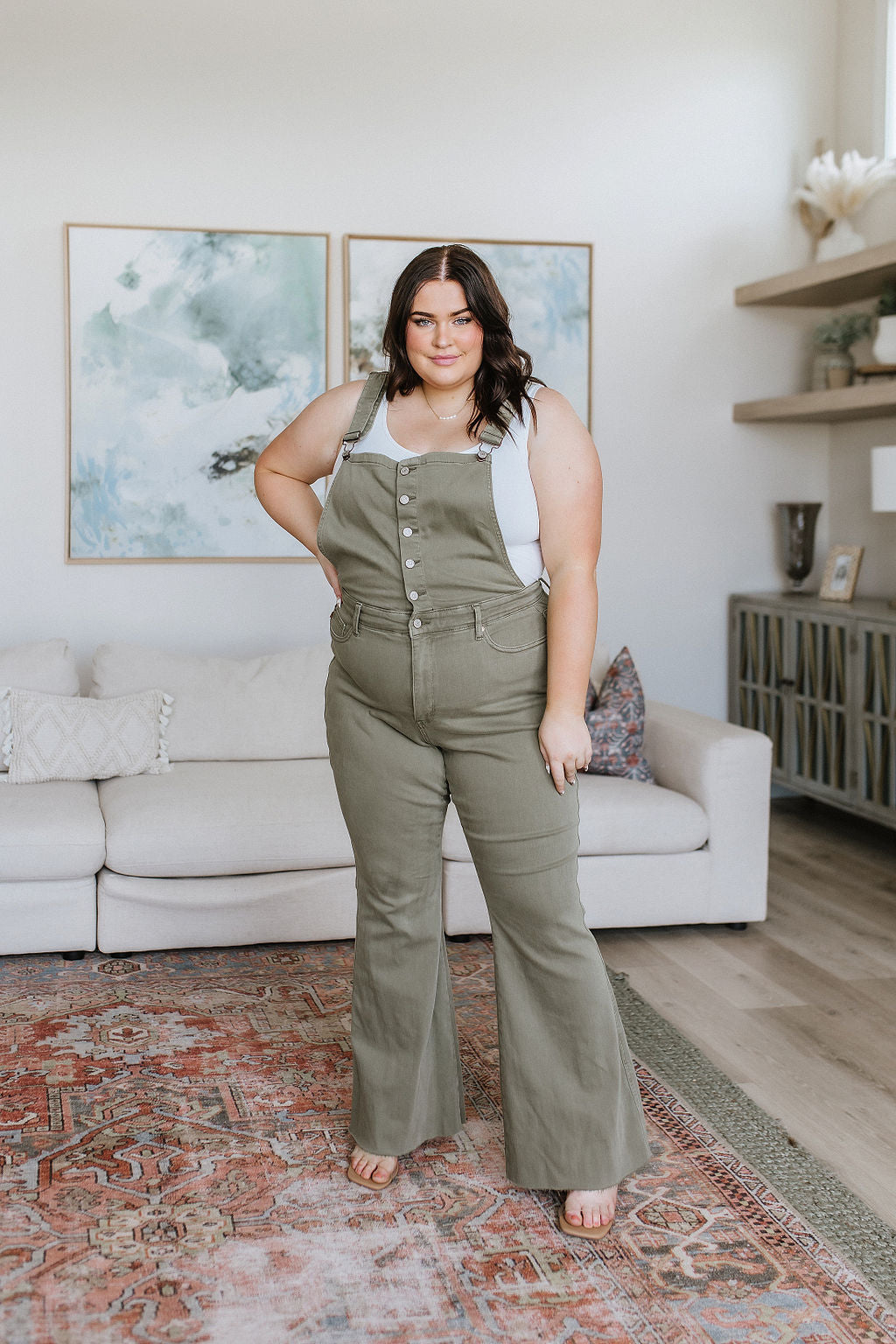 Olivia Control Top Release Hem Overalls in Olive-Denim-Ave Shops-Market Street Nest, Fashionable Clothing, Shoes and Home Décor Located in Mabank, TX