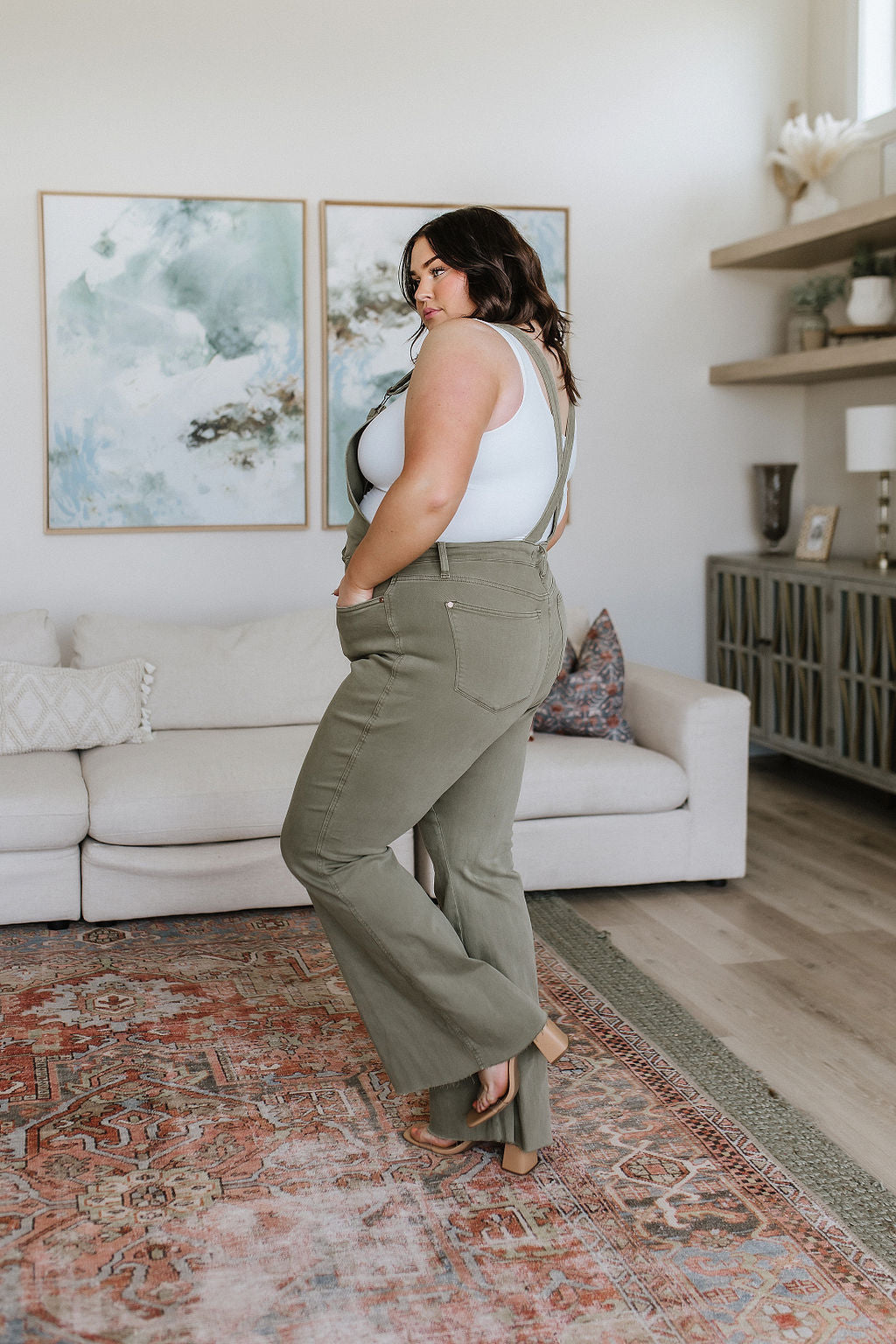 Olivia Control Top Release Hem Overalls in Olive-Denim-Ave Shops-Market Street Nest, Fashionable Clothing, Shoes and Home Décor Located in Mabank, TX