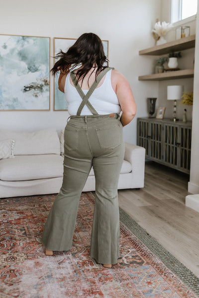 Olivia Control Top Release Hem Overalls in Olive-Denim-Ave Shops-Market Street Nest, Fashionable Clothing, Shoes and Home Décor Located in Mabank, TX