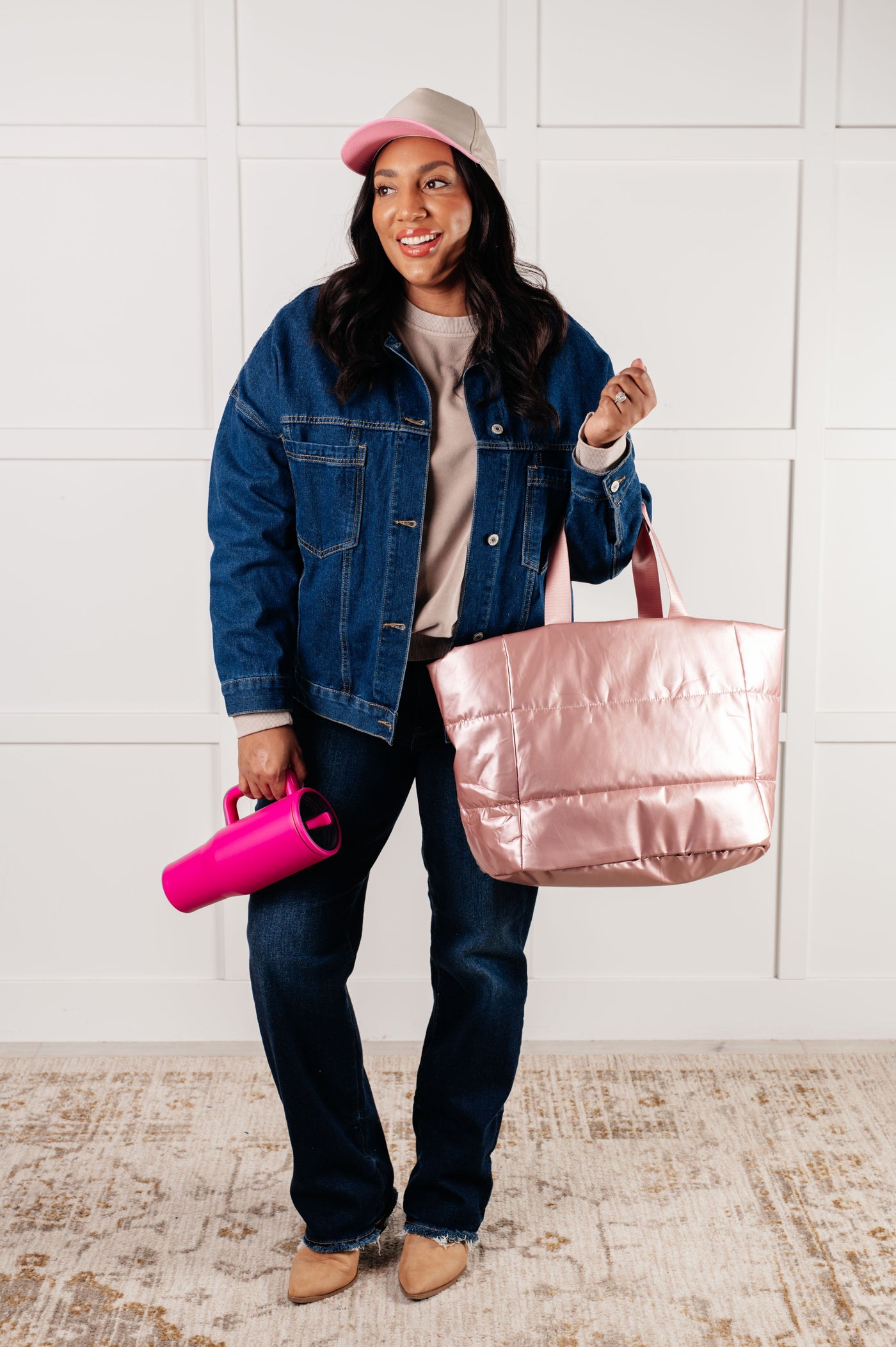 One More Thing Puffy Quilted Waterproof Tote in Pink-Accessories-Ave Shops-Market Street Nest, Fashionable Clothing, Shoes and Home Décor Located in Mabank, TX