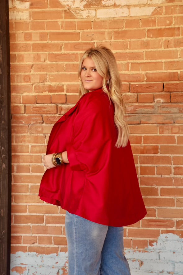 Oopera Balloon Sleeve Cape Jacket-Tops-Ed Truman Associates-Market Street Nest, Fashionable Clothing, Shoes and Home Décor Located in Mabank, TX