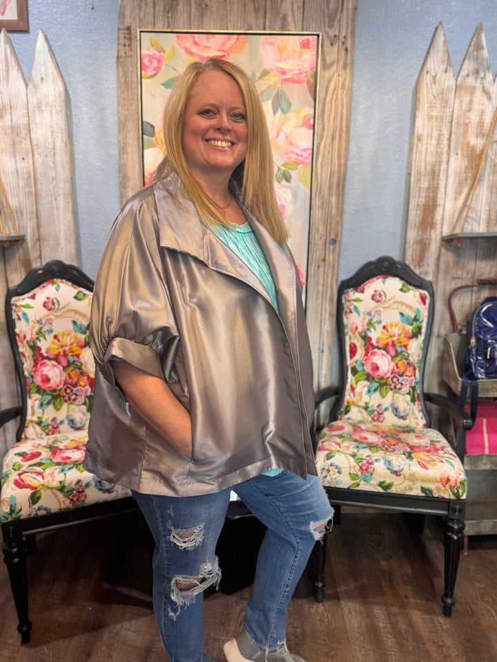Oopera Balloon Sleeve Cape Jacket-Tops-Ed Truman Associates-Market Street Nest, Fashionable Clothing, Shoes and Home Décor Located in Mabank, TX