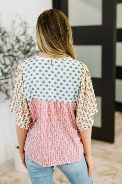 Outside Advantage Mixed Print Boho Blouse-Womens-Ave Shops-Market Street Nest, Fashionable Clothing, Shoes and Home Décor Located in Mabank, TX
