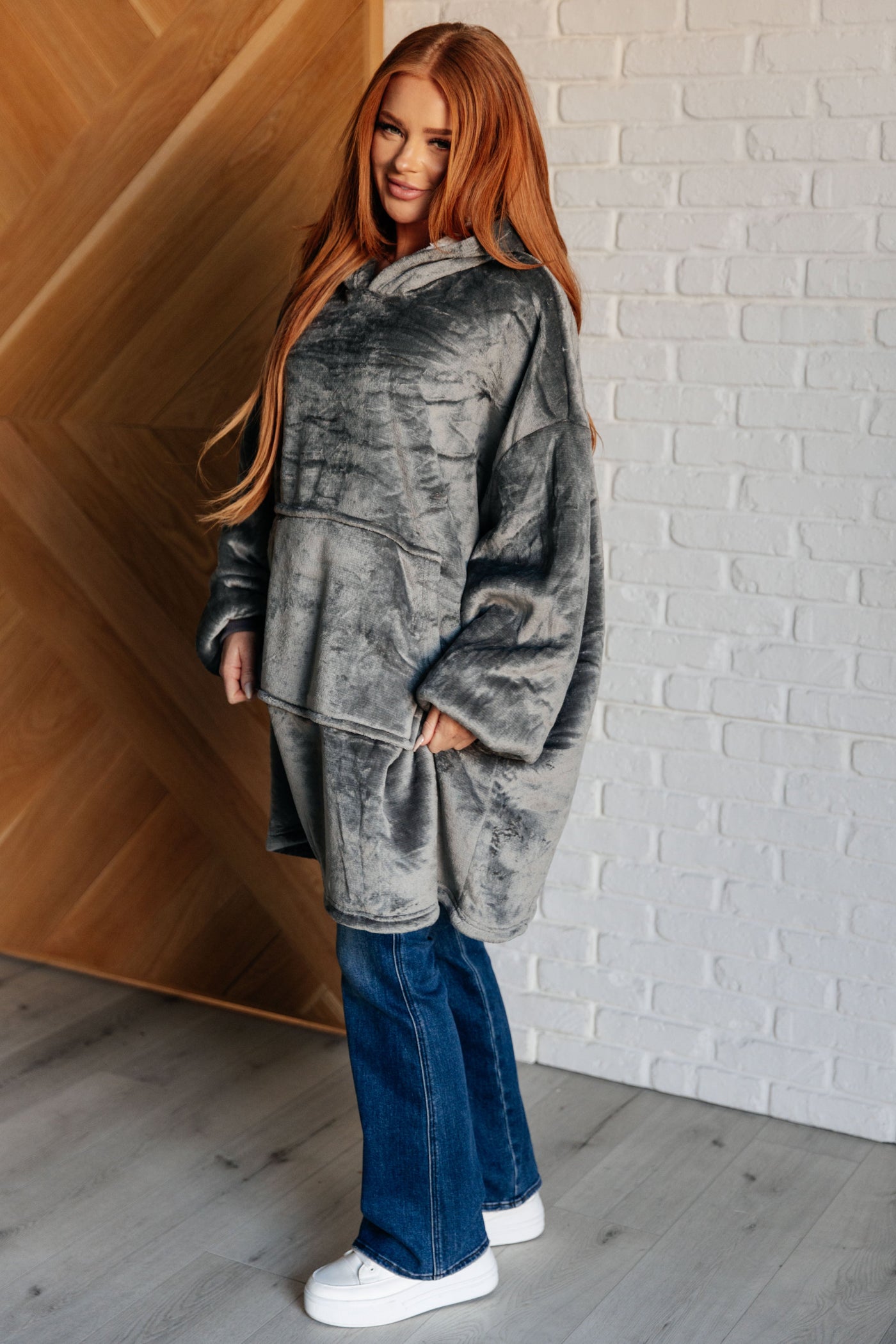 Oversized Velour Blanket Hoodie in Gray-Layers-Ave Shops-Market Street Nest, Fashionable Clothing, Shoes and Home Décor Located in Mabank, TX