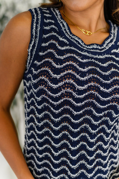 Own the Chill Wavy Striped Top in Navy-Womens-Ave Shops-Market Street Nest, Fashionable Clothing, Shoes and Home Décor Located in Mabank, TX