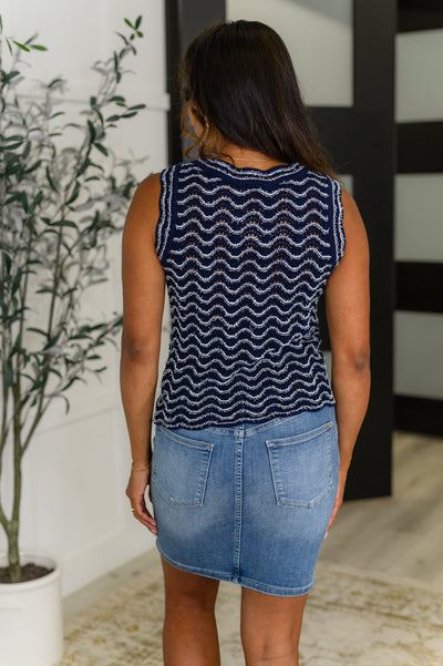 Own the Chill Wavy Striped Top in Navy-Womens-Ave Shops-Market Street Nest, Fashionable Clothing, Shoes and Home Décor Located in Mabank, TX