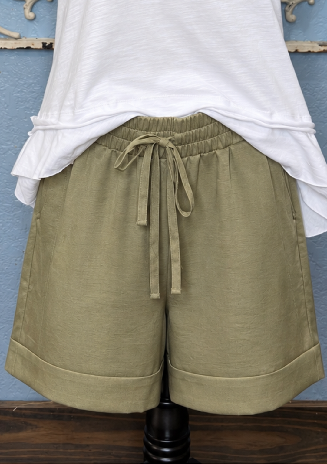 P Coll Butter Modal Shorts - Olive-09-Bottoms-BEFORE YOU COLLECTION-Market Street Nest, Fashionable Clothing, Shoes and Home Décor Located in Mabank, TX