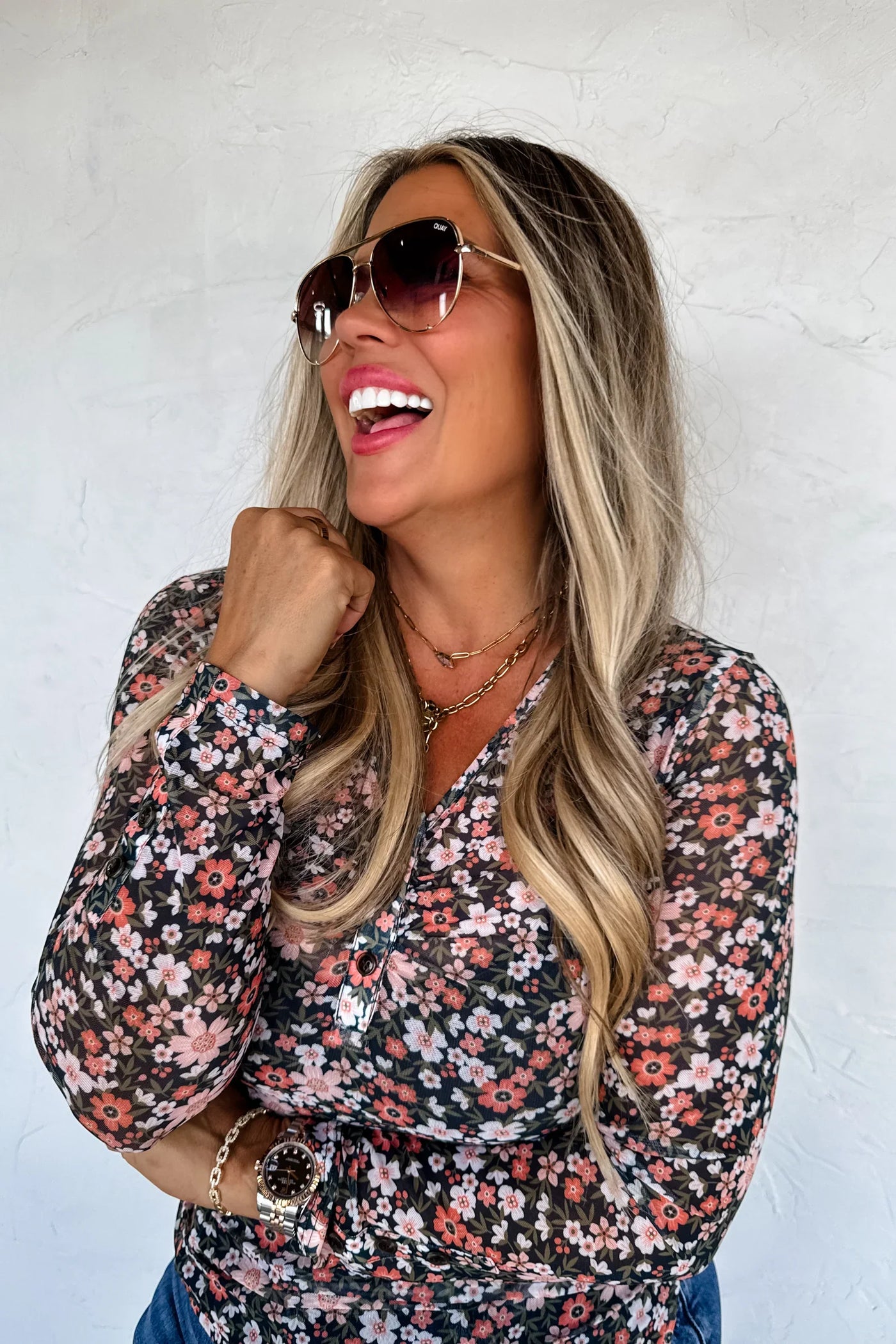 PREORDER: Annie Vneck Mesh Top-Womens-Ave Shops-Market Street Nest, Fashionable Clothing, Shoes and Home Décor Located in Mabank, TX