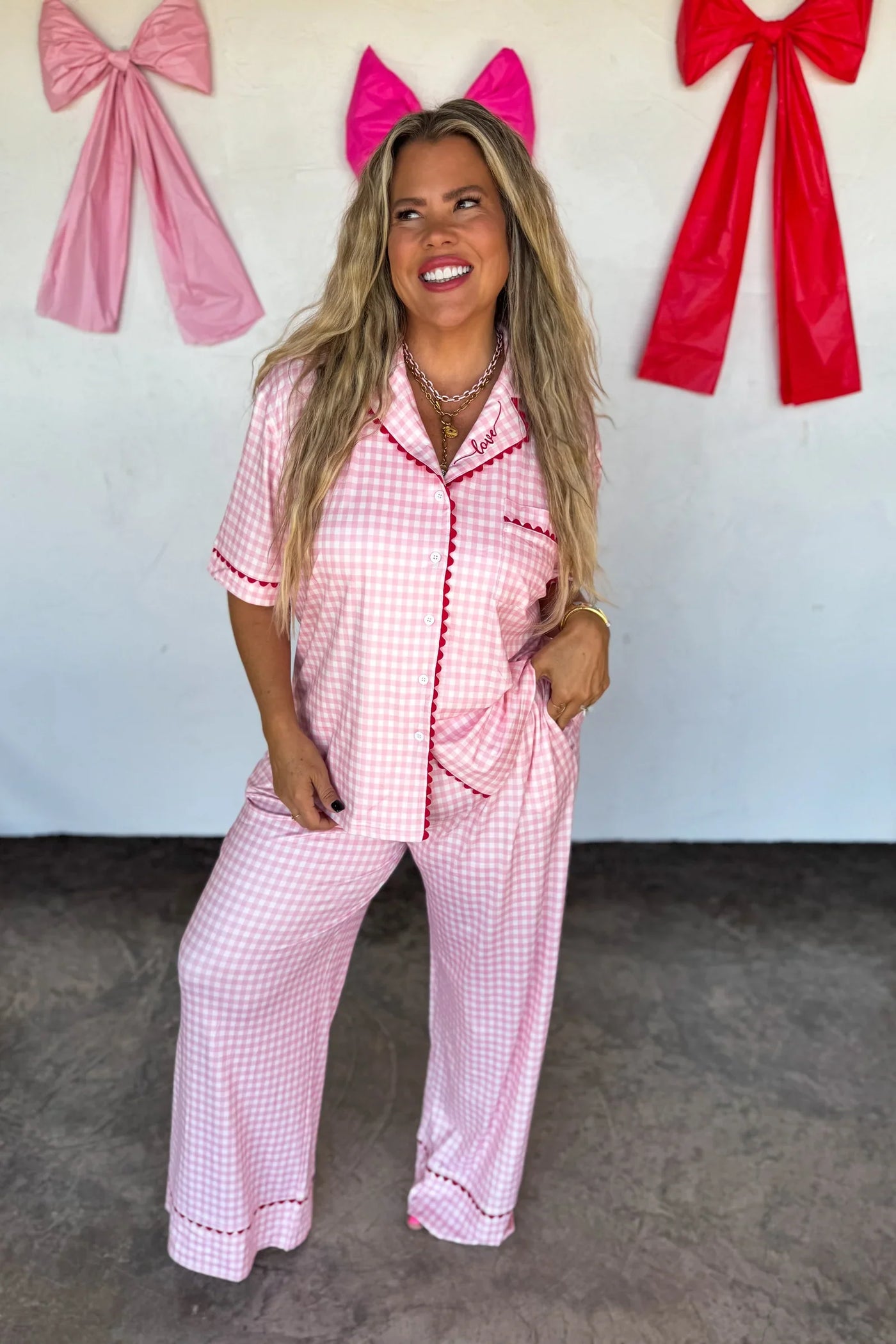 PREORDER: Gingham Love Luxe PJ Set-Womens-Ave Shops-Market Street Nest, Fashionable Clothing, Shoes and Home Décor Located in Mabank, TX