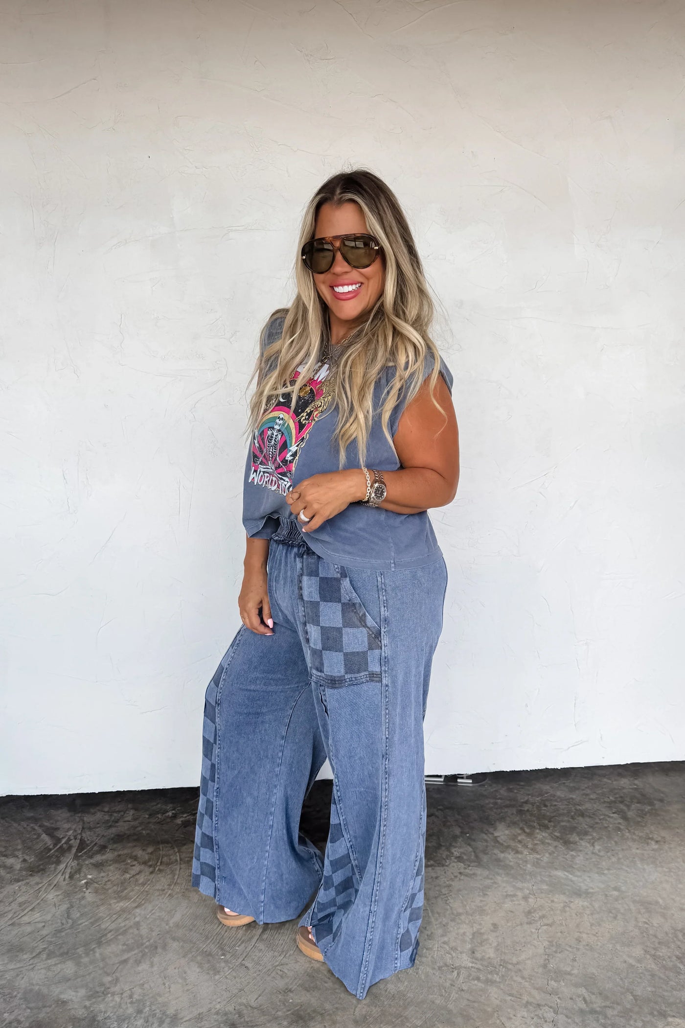 PREORDER: Groove on Checker Flare Pants-Womens-Ave Shops-Market Street Nest, Fashionable Clothing, Shoes and Home Décor Located in Mabank, TX