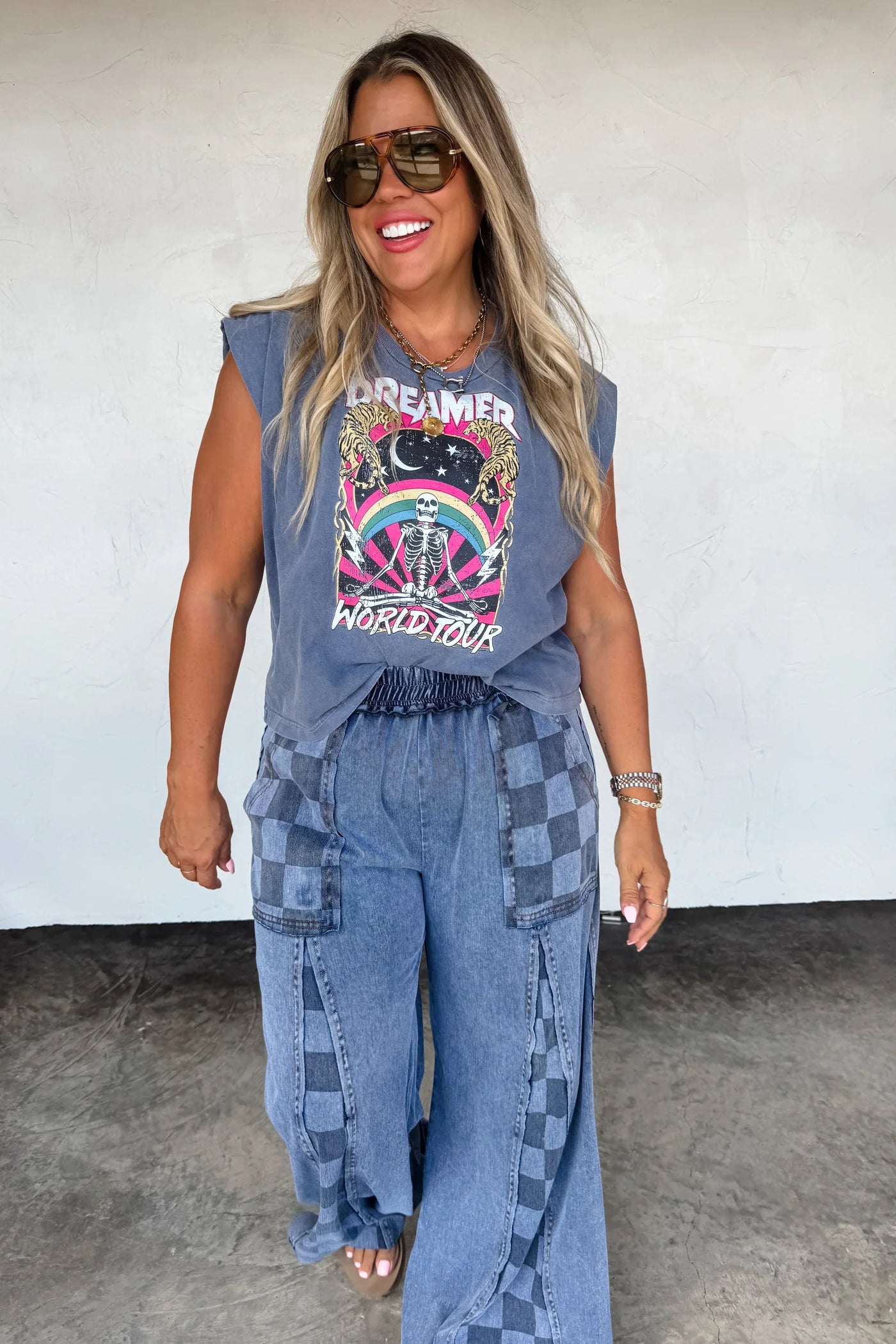 PREORDER: Groove on Checker Flare Pants-Womens-Ave Shops-Market Street Nest, Fashionable Clothing, Shoes and Home Décor Located in Mabank, TX