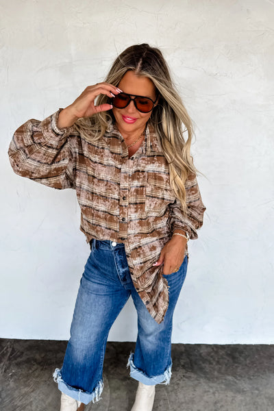 PREORDER: Juniper Bleached Plaid Top-Womens-Ave Shops-Market Street Nest, Fashionable Clothing, Shoes and Home Décor Located in Mabank, TX
