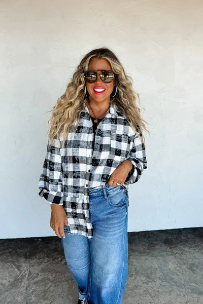 PREORDER: Juniper Bleached Plaid Top-Womens-Ave Shops-Market Street Nest, Fashionable Clothing, Shoes and Home Décor Located in Mabank, TX