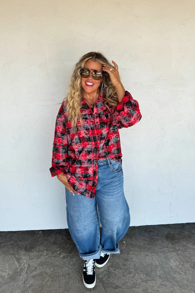 PREORDER: Juniper Bleached Plaid Top-Womens-Ave Shops-Market Street Nest, Fashionable Clothing, Shoes and Home Décor Located in Mabank, TX