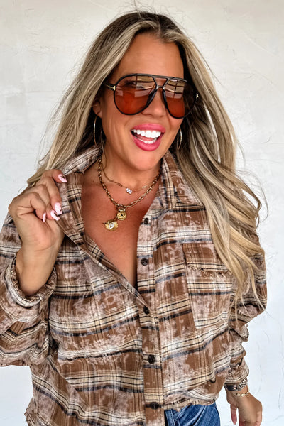PREORDER: Juniper Bleached Plaid Top-Womens-Ave Shops-Market Street Nest, Fashionable Clothing, Shoes and Home Décor Located in Mabank, TX