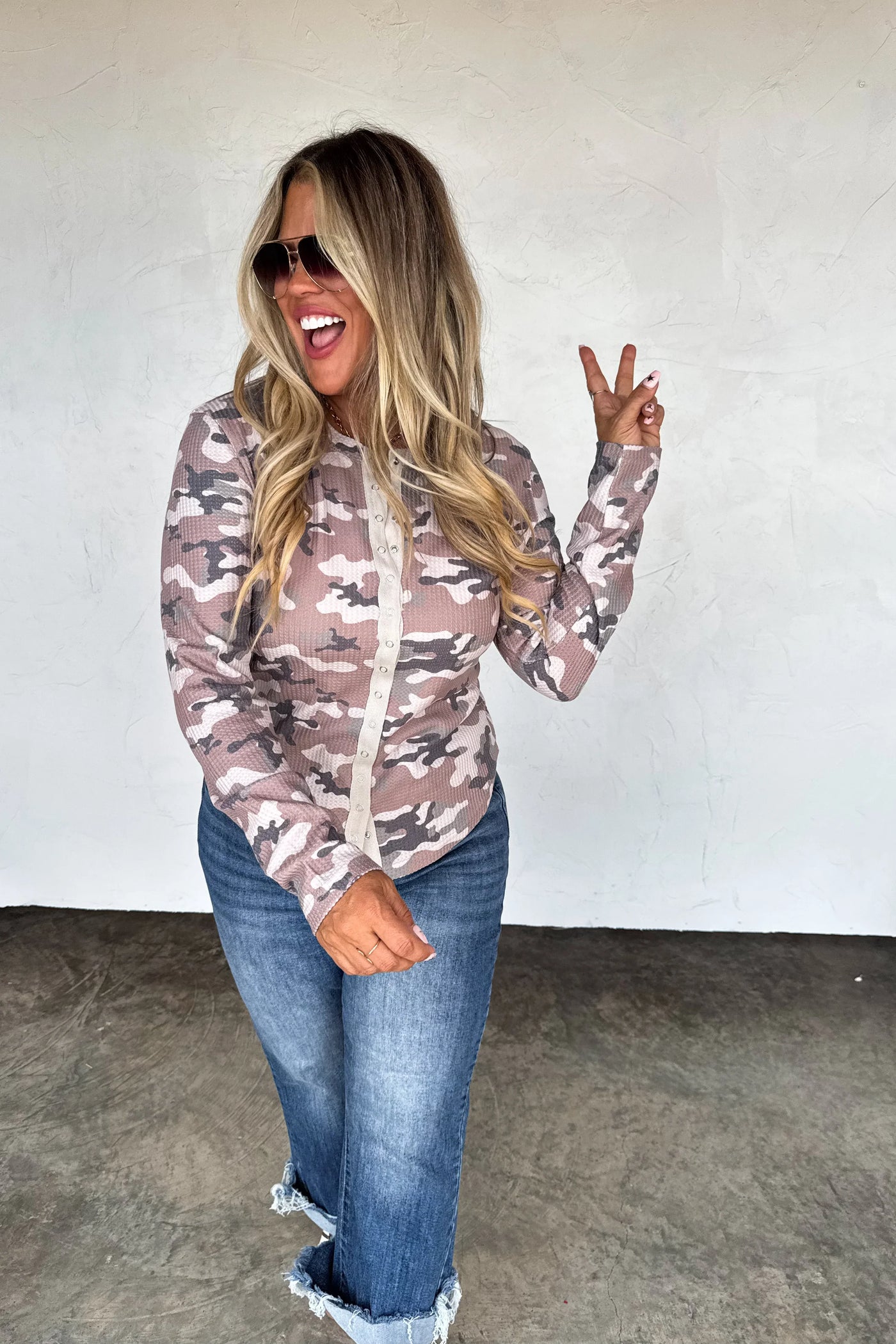 PREORDER: Kori Snap Button Waffle Top-Womens-Ave Shops-Market Street Nest, Fashionable Clothing, Shoes and Home Décor Located in Mabank, TX