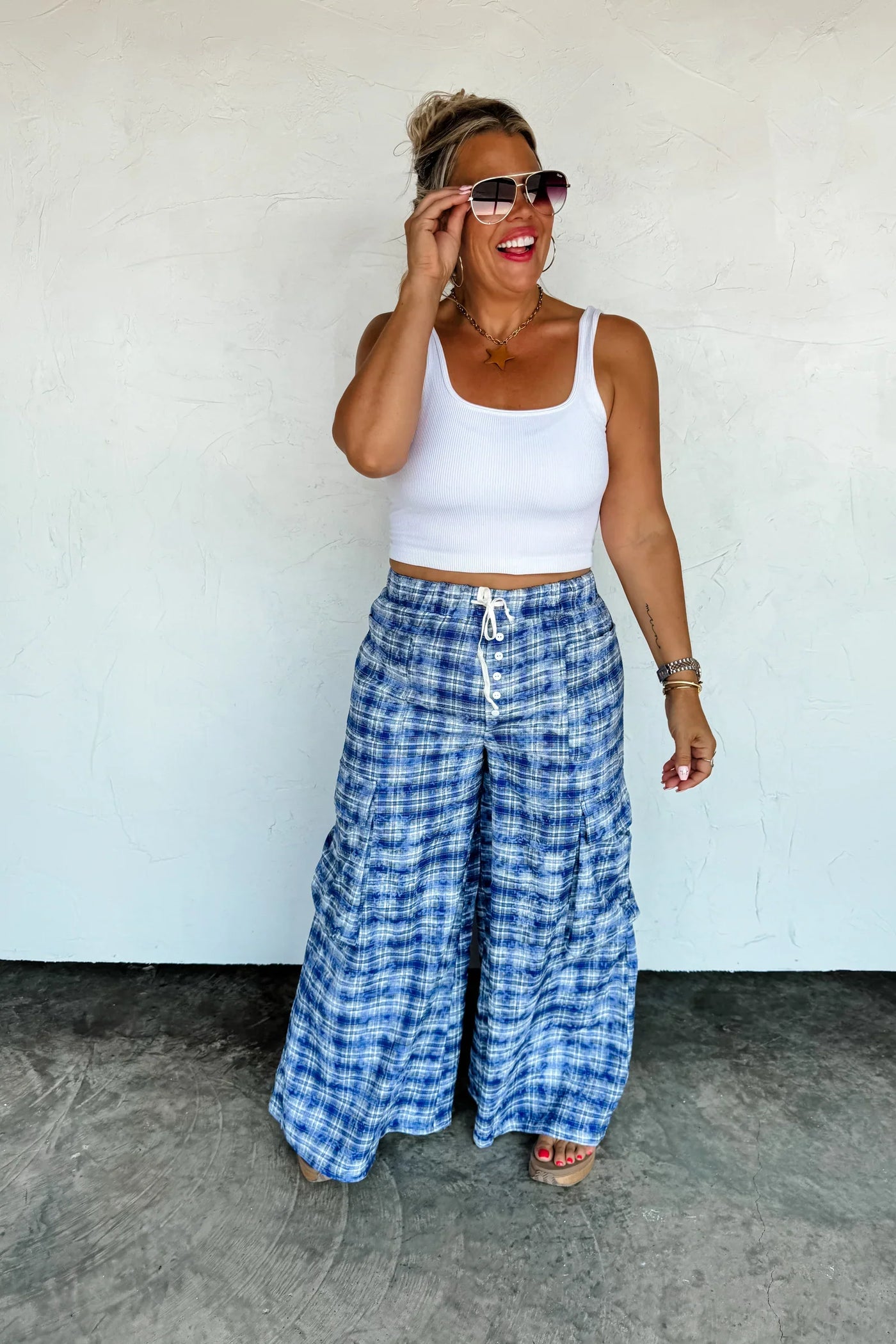 PREORDER: Plaid Behavior Wide Leg Pants-Womens-Ave Shops-Market Street Nest, Fashionable Clothing, Shoes and Home Décor Located in Mabank, TX