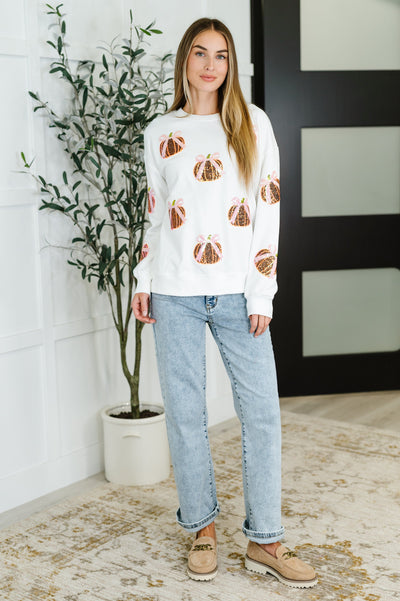 PREORDER: Sequin Pumpkin Bow Pullover-Womens-Ave Shops-Market Street Nest, Fashionable Clothing, Shoes and Home Décor Located in Mabank, TX