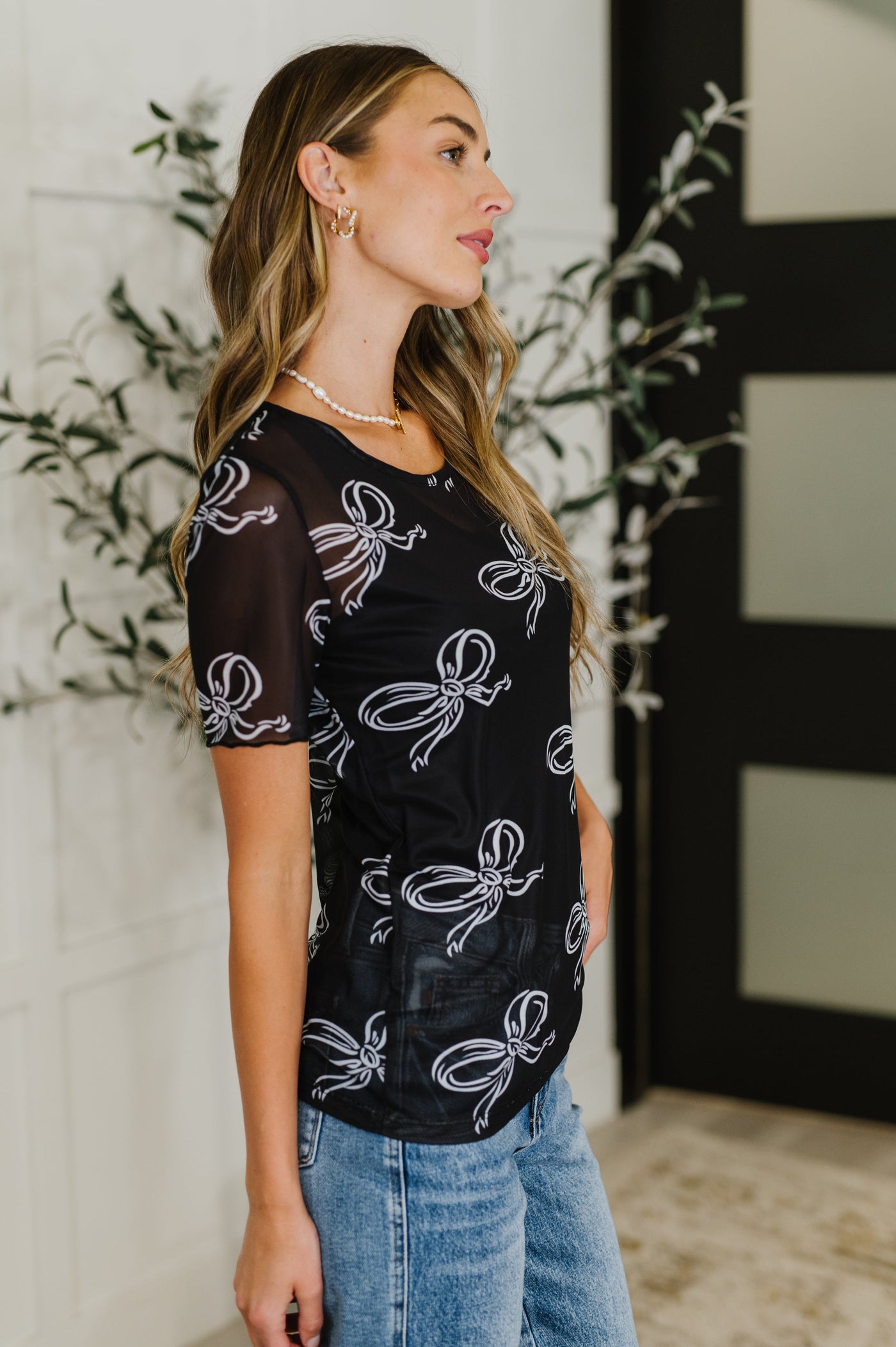 PREORDER: Sheer Bow Layering Top-Tops-Ave Shops-Market Street Nest, Fashionable Clothing, Shoes and Home Décor Located in Mabank, TX