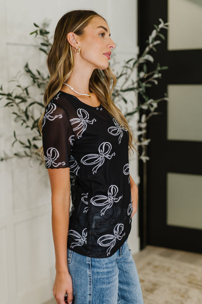 PREORDER: Sheer Bow Layering Top-Tops-Ave Shops-Market Street Nest, Fashionable Clothing, Shoes and Home Décor Located in Mabank, TX