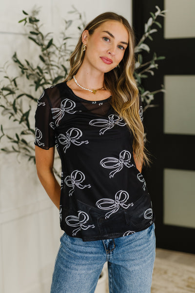 PREORDER: Sheer Bow Layering Top-Tops-Ave Shops-Market Street Nest, Fashionable Clothing, Shoes and Home Décor Located in Mabank, TX