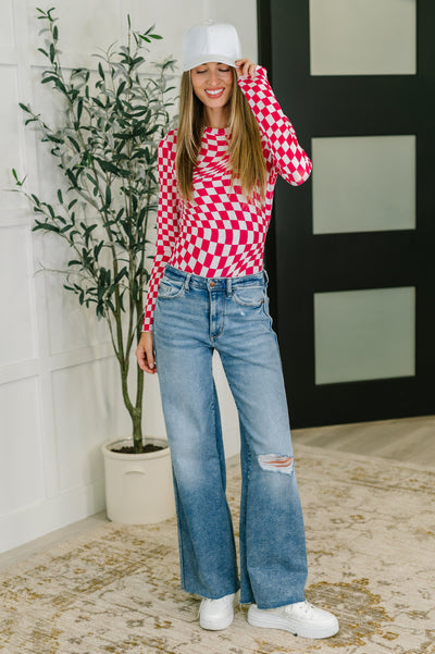 PREORDER: Sheer Long Sleeve Checkered Layering Top in Three Colors-Womens-Ave Shops-Market Street Nest, Fashionable Clothing, Shoes and Home Décor Located in Mabank, TX
