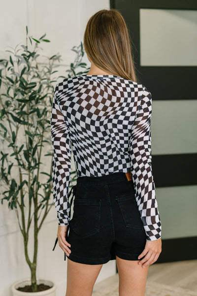 PREORDER: Sheer Long Sleeve Checkered Layering Top in Three Colors-Womens-Ave Shops-Market Street Nest, Fashionable Clothing, Shoes and Home Décor Located in Mabank, TX