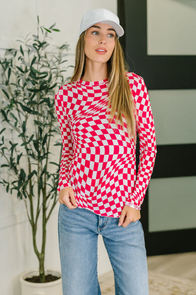 PREORDER: Sheer Long Sleeve Checkered Layering Top in Three Colors-Womens-Ave Shops-Market Street Nest, Fashionable Clothing, Shoes and Home Décor Located in Mabank, TX