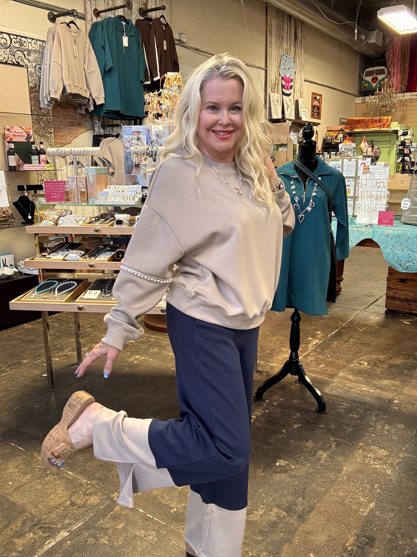 P. CILL Butter Modal Colorblock Wide Leg Pants - Navy-Bottoms-Before You Collection-Market Street Nest, Fashionable Clothing, Shoes and Home Décor Located in Mabank, TX