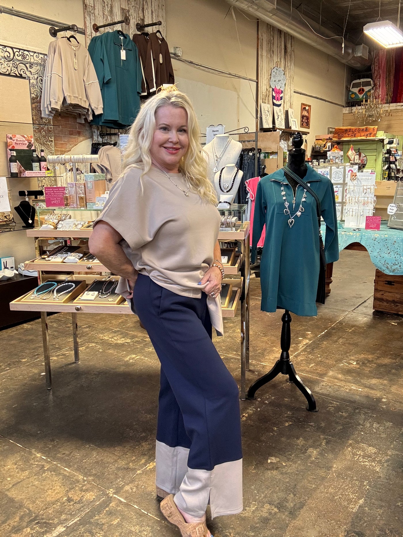 P. CILL Butter Modal Colorblock Wide Leg Pants - Navy-Bottoms-Before You Collection-Market Street Nest, Fashionable Clothing, Shoes and Home Décor Located in Mabank, TX