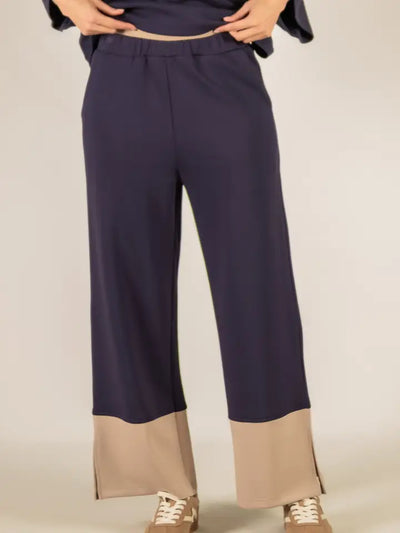 P. CILL Butter Modal Colorblock Wide Leg Pants - Navy-Bottoms-Before You Collection-Market Street Nest, Fashionable Clothing, Shoes and Home Décor Located in Mabank, TX