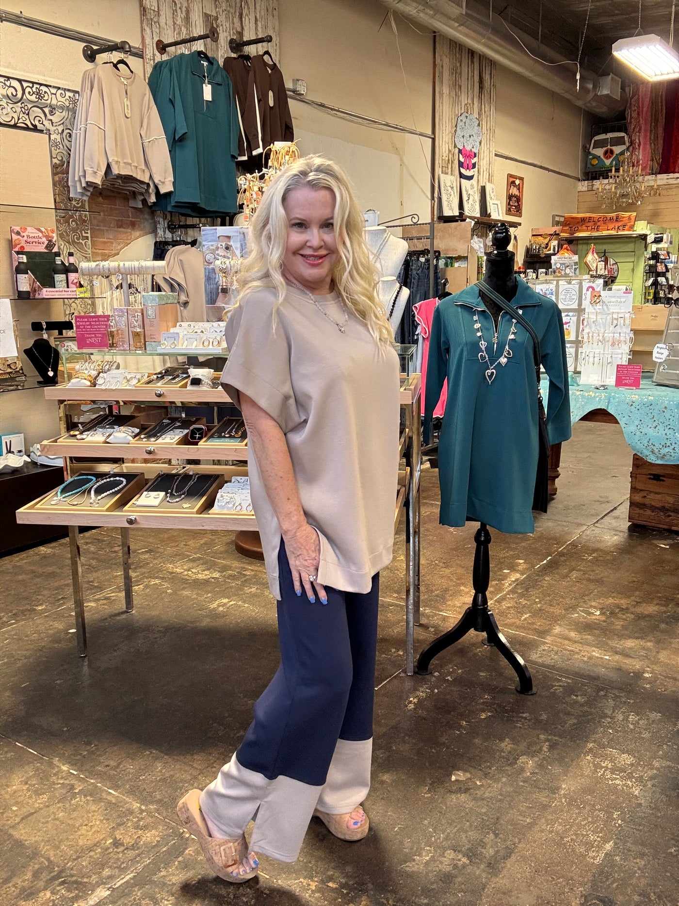 P. CILL Butter Modal Contrast Rib Short Sleeve Tunic Top - Taupe-Tops-Before You Collection-Market Street Nest, Fashionable Clothing, Shoes and Home Décor Located in Mabank, TX