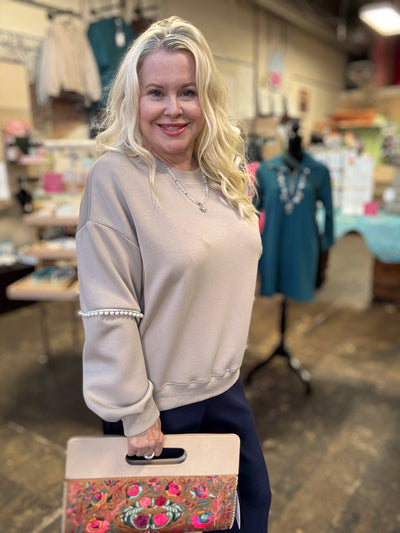 P. CILL Butter Modal Pearl Trim Pullover-Tops-Before You Collection-Market Street Nest, Fashionable Clothing, Shoes and Home Décor Located in Mabank, TX