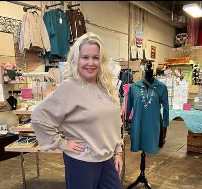 P. CILL Butter Modal Pearl Trim Pullover-Tops-Before You Collection-Market Street Nest, Fashionable Clothing, Shoes and Home Décor Located in Mabank, TX