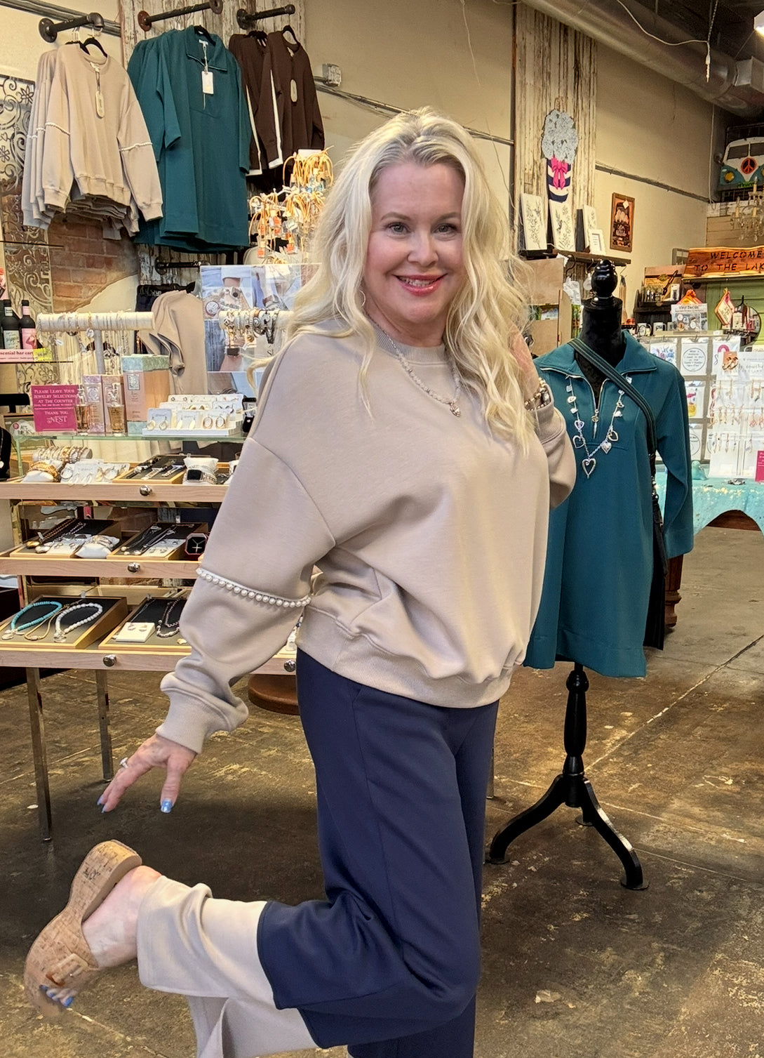 P. CILL Butter Modal Pearl Trim Pullover-Tops-Before You Collection-Market Street Nest, Fashionable Clothing, Shoes and Home Décor Located in Mabank, TX