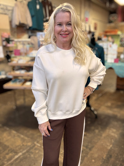 P. CILL Butter Modal Pearl Trim Pullover-Tops-Before You Collection-Market Street Nest, Fashionable Clothing, Shoes and Home Décor Located in Mabank, TX