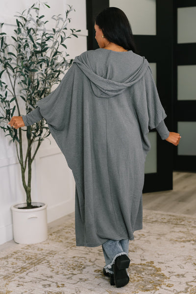 Pamper Travel Hooded Cardigan in Charcoal-Womens-Ave Shops-Market Street Nest, Fashionable Clothing, Shoes and Home Décor Located in Mabank, TX