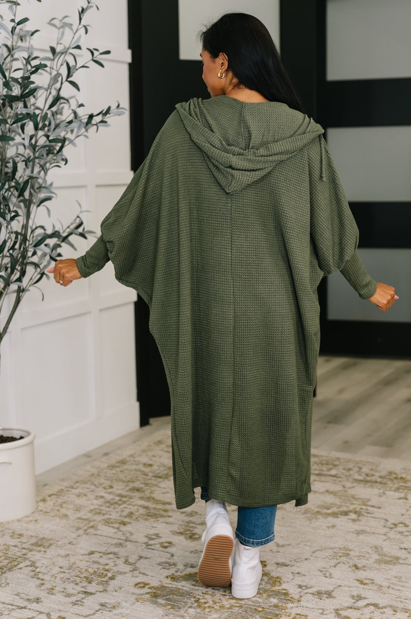 Pamper Travel Hooded Cardigan in Olive-Womens-Ave Shops-Market Street Nest, Fashionable Clothing, Shoes and Home Décor Located in Mabank, TX